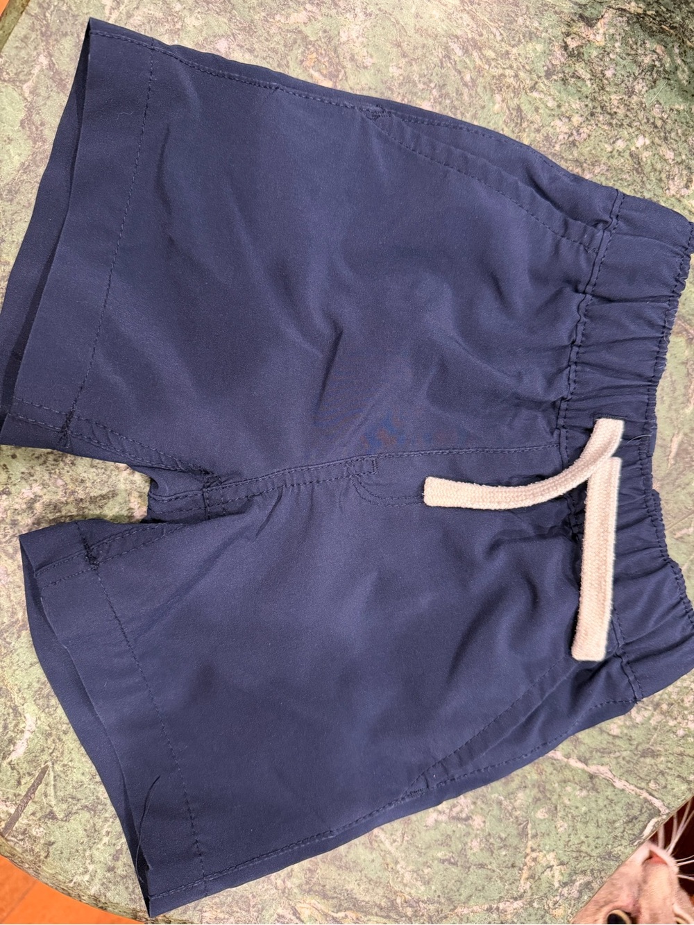 The Children's Place Navy Athletic Shorts with Cream Drawstring